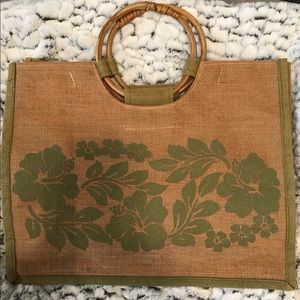 Straw Bag with Green Design